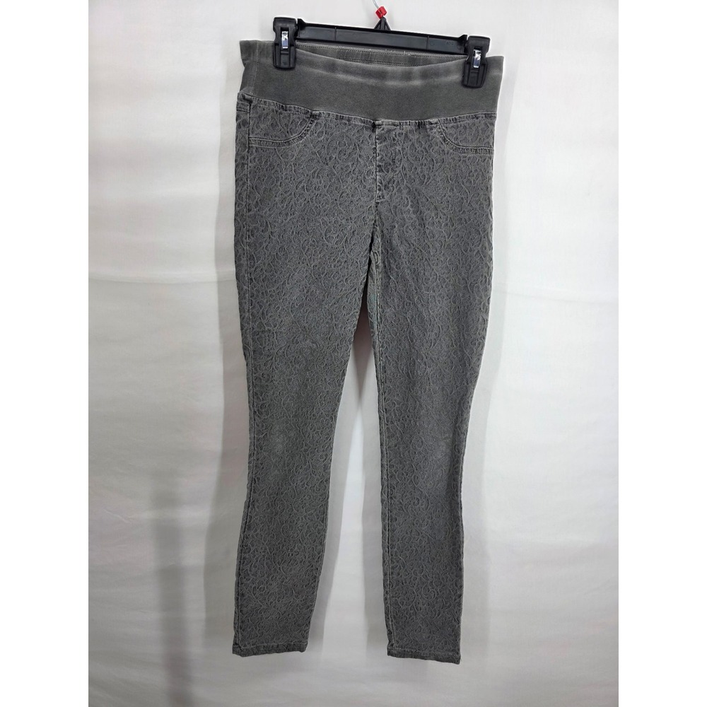 XCVI Wearables Grey Lace Embossed Mineral Wash Pull On Leggings Size XS 21380